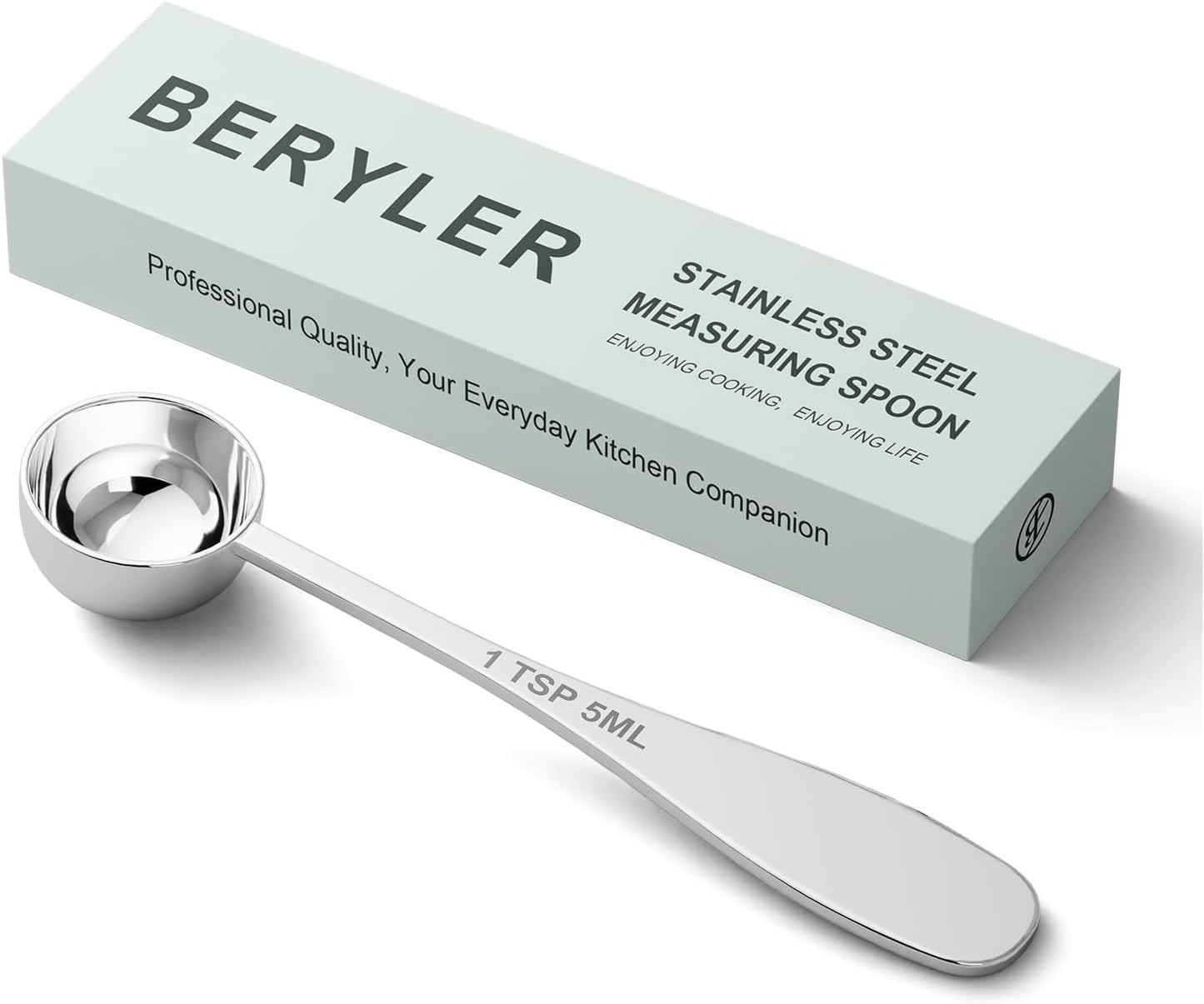1PCS 1tsp(1/3tbsp, 5 ml) Single Measuring Spoon, Stainless Steel Individual Teaspoon, Metal Measure Scoop with Gift Box