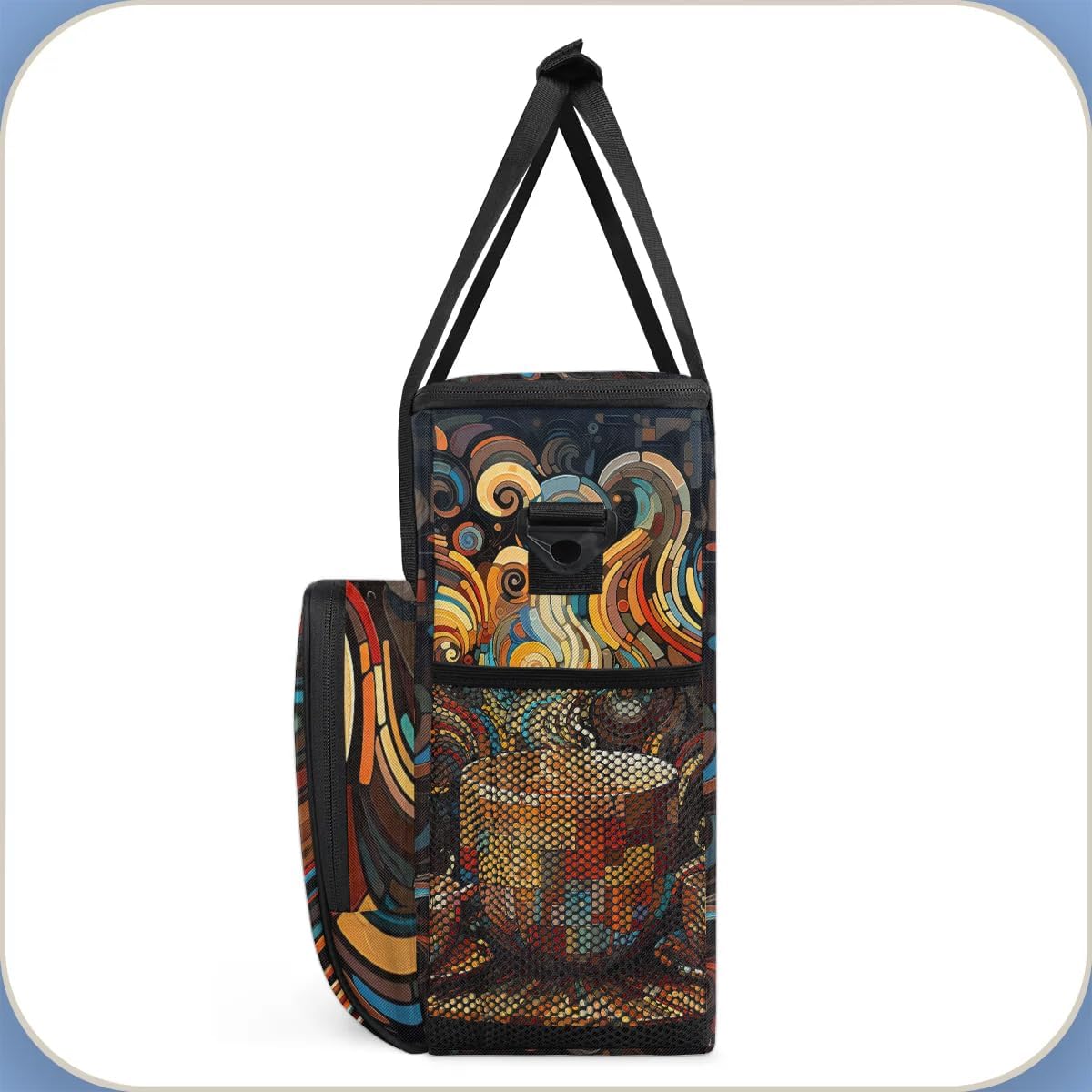 coffee beans cup cartoon Coffee Maker Carring Bag Travel Carrying Storage Tote Bag Compatible with Keurig K-Mini or K-Mini Plus Portable Single Serve Coffee Brewer Case with Pockets for K-cup Pods