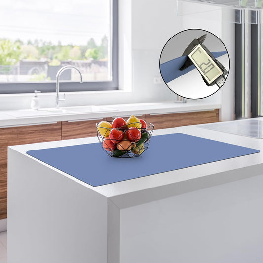 2MM Thick Silicone Countertop Mat, 35.4"x 23.6" Silicone Mats for Kitchen Counter, Nonslip Heat Resistant Mat, Large Kitchen Counter Mats, Waterproof Countertop Protector(Light Blue)