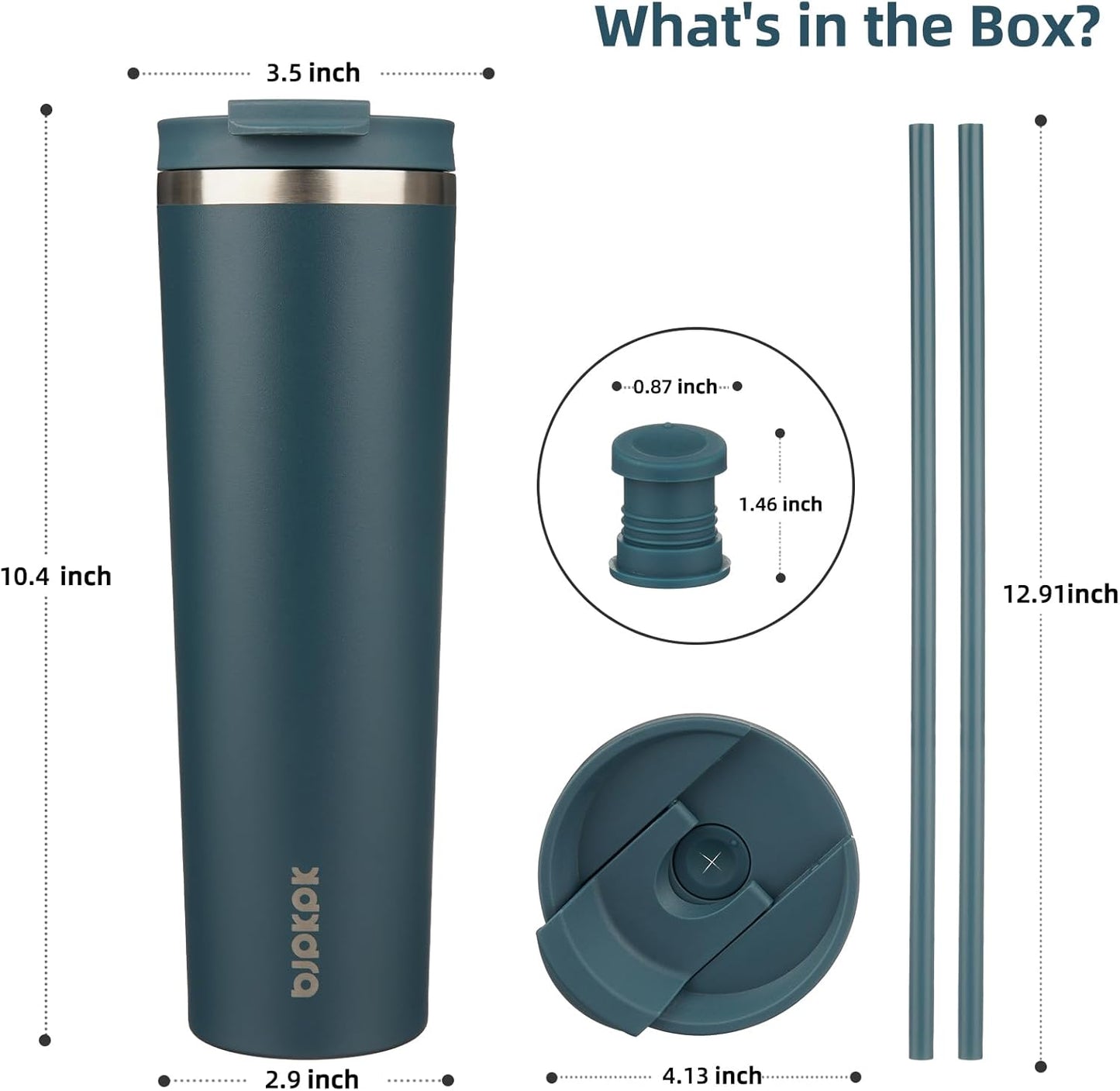 BJPKPK 34oz Stainless Steel Insulated Tumbler With lid And Straw Travel Coffee Thermal Tumblers Cup For Women And Men,Navy Blue