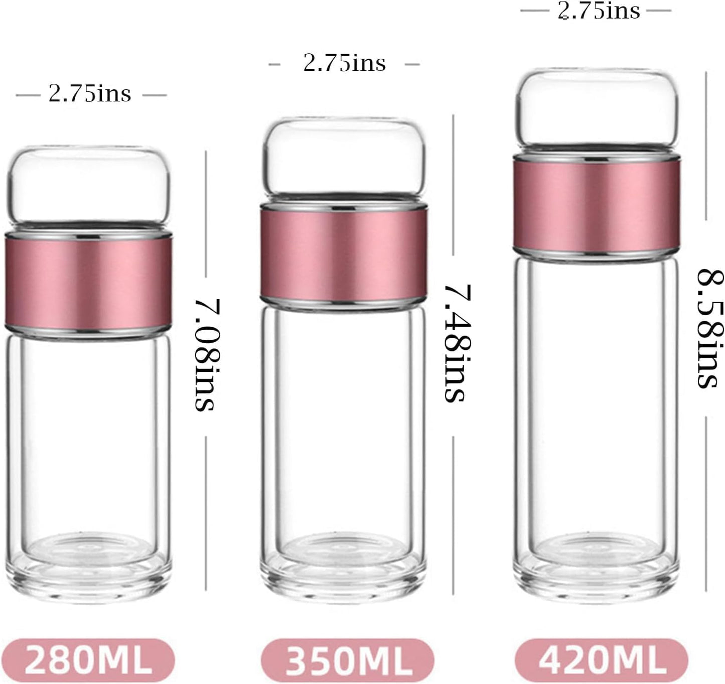 QUROXO 2025 New Tryteava Glass Infuser, Teava 3-In-1 Smart Tea Infuser with Cup Brush, Double-Layer Borosilicate Glass Tryteava Tea infusers Separation Cup (Silver, 420ml (14oz))