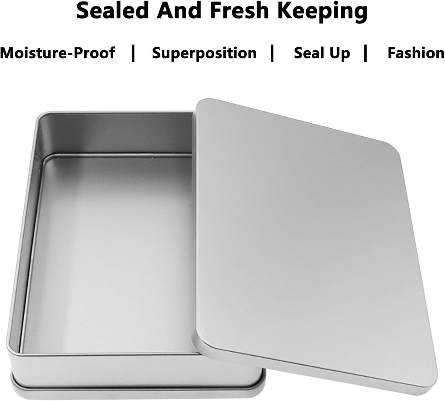 Metal Empty Boxes, Tin Boxes with Lid,Small Silver Tin Boxes,Stackable Organizer Containers,4PCS Storage Tin for Home Outdoor Active Storage Containers