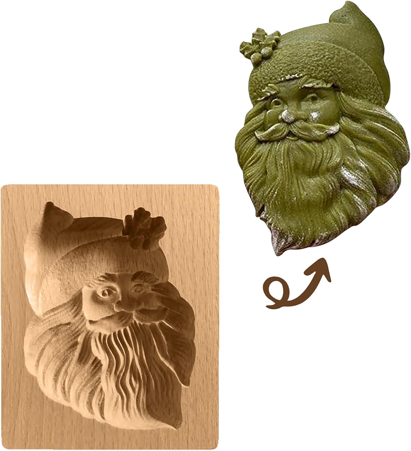 Wooden Cookie Biscuit Mold, 3D Baking Mold, Embossing Craft Decorating Baking Tool, Suitable for Halloween Thanksgiving Christmas Kitchen DIY (Old Man 10 * 8 * 2)