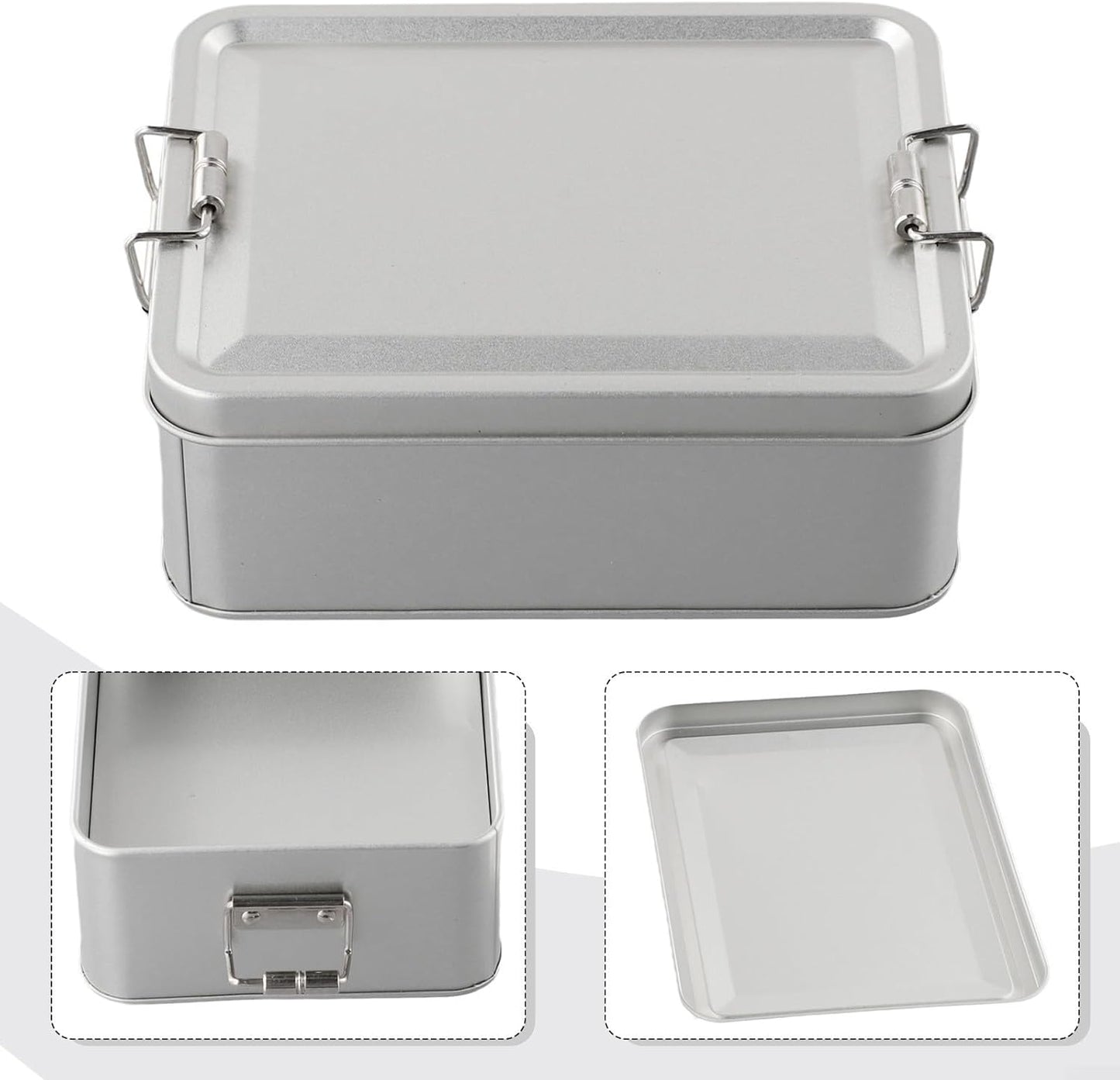 Metal Tin Box, Tinplate Metal Storage Tins Tea Container Rectangular Cookie Box With Lids For Storaging Cookies Snowflake Pastries Tea(M)