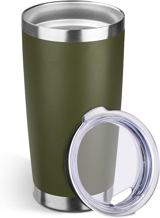 StarSpeed 20oz Tumbler Bulk with Lid, Stainless Steel Insulated Tumblers Double Wall Vacuum Insulated Travel Mug, Powder Coated Coffee Cups for Hot and Cold Drinks(Navy Green,1)