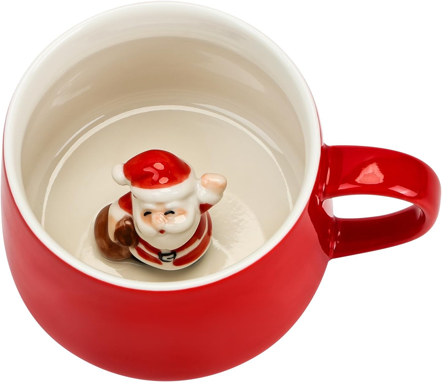 Santa Claus Ceramic Cup Hidden 3D Animal Inside Mug,12 oz Cute Cartoon Handmade Figurine Mugs,Christmas Birthday Surprise for Friends Family or Kids (Santa Claus)