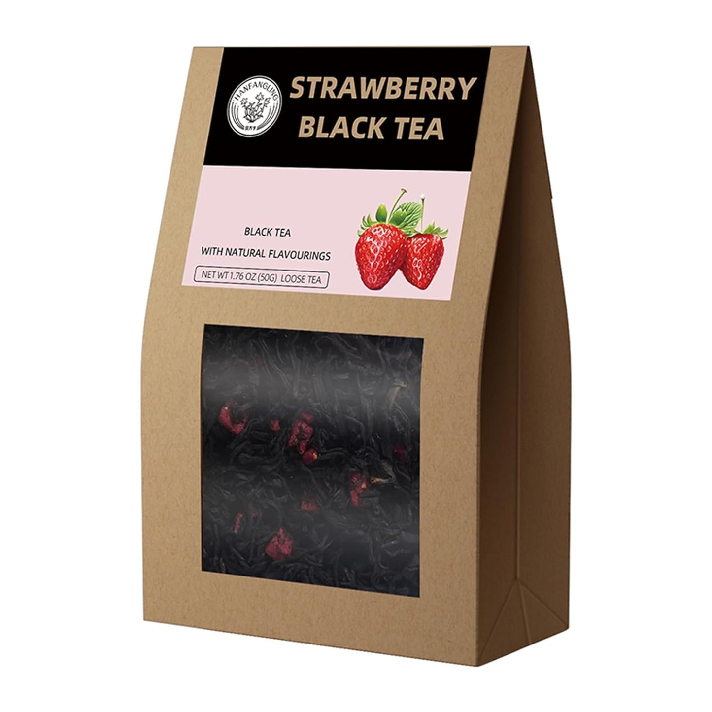 HANFANGLING Strawberry Black Tea, 100% Natural Loose Leaf, Blend Of Strawberry Fruit And Black Tea Aroma