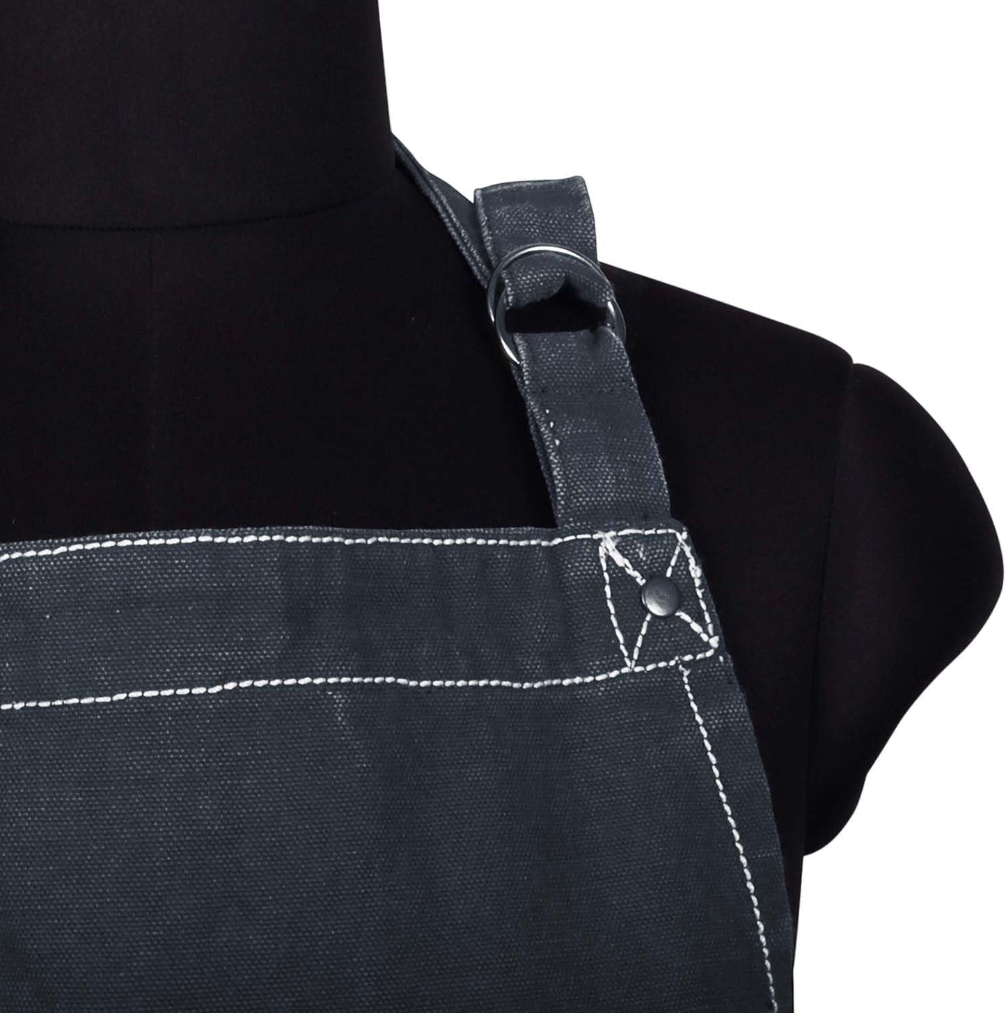 AMOUR INFINI Cotton Solid Aprons for Women with Pocket, Adjustable Strap and Waist Ties Washed Chef Aprons for Cooking, Baking and Gardening (27.5x33 Inches - Black)