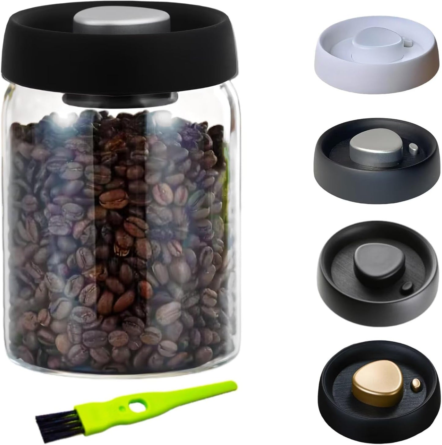 Vacuum Glass Jar with Airtight Lid,27floz/800ml Borosilicate Glass Coffee Canister Container,Perfect for Coffee Beans & Grounds,Loose Leaf Tea,Candy,Sugar,Nuts,Spices