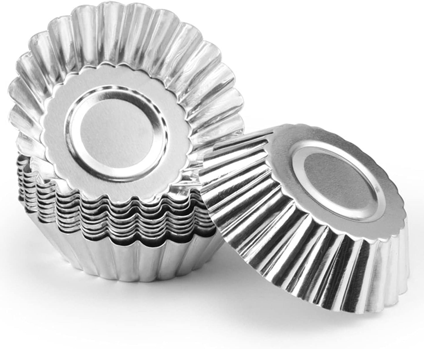 Tosnail 50 Pieces Aluminum Egg Tart Mold Small Tart Pie Tin Mini Cupcake Cake Muffin Cookie Mold Baking Cups