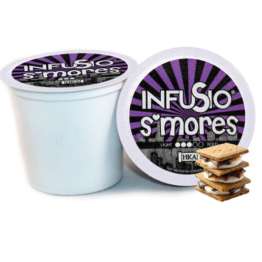 InfuSio Coffee Pods 96 Count S'mores Medium Roast Flavored Single Serve Coffee Pods for Keurig K Cups Brewers - InfuSio Premium Roasted Keurig 2.0 Compatible