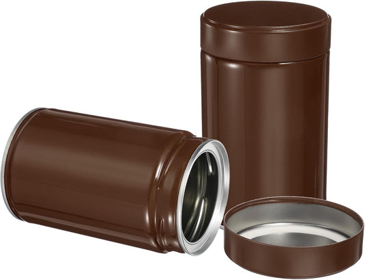 uxcell 2Pcs Round Tea Canisters, 5" x 3" Airtight Metal Tea Containers for Loose Tea, Coffee Beans, Spices - Durable, Compact, and Stylish Storage Tea Tin (Brown)