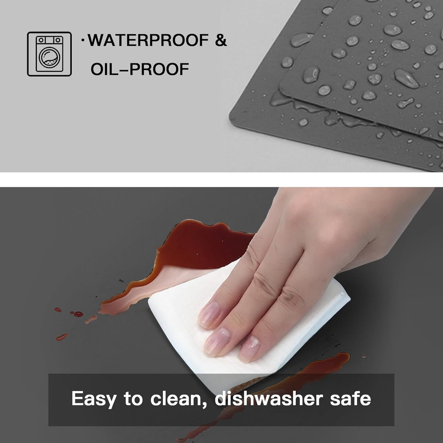 2MM Thick Silicone Countertop Mat, 35.4"x 23.6" Silicone Mats for Kitchen Counter, Nonslip Heat Resistant Mat, Large Kitchen Counter Mats, Waterproof Countertop Protector, Light Gray