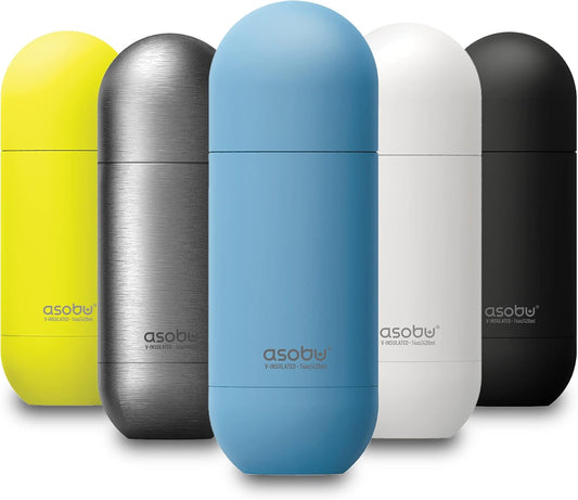 asobu Orb Stainless Steel Double Wall Insulated Travel Water Bottle – Lid Doubles as a Cup 14 Ounce (Blue)…