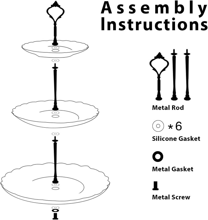 Sweejar 3 Tier Ceramic Cake Stand Wedding, Dessert Cupcake Stand for Tea Party Serving Platter (Pink)