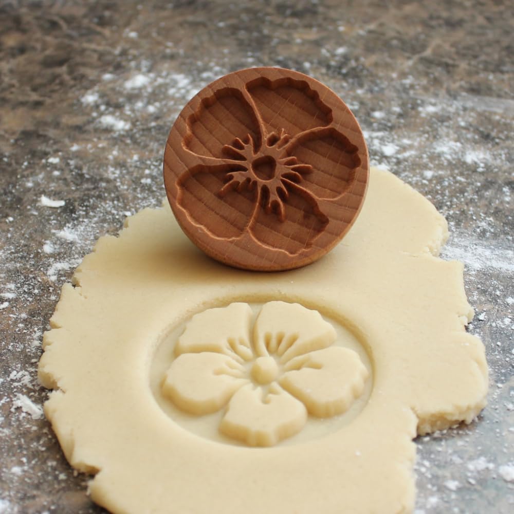 Wood Cookie Stamp, 2.5 Inch (Hibiscus Flower CS-101)