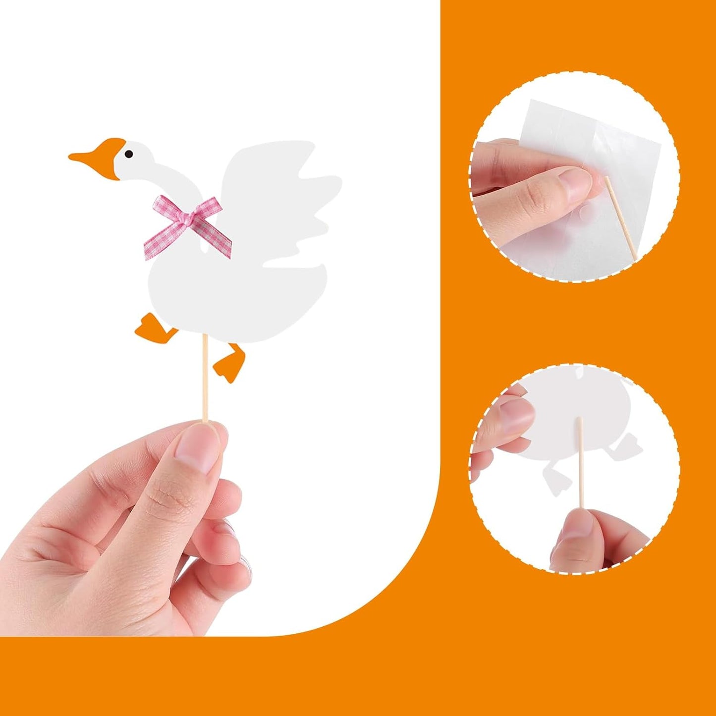 12PCS Silly Goose Cupcake Toppers, Funny Goose Birthday Cake Decorations White Goose Baby Shower Theme Decorations Party Supplies for Baby Boy Girls Birthday Party Decorations