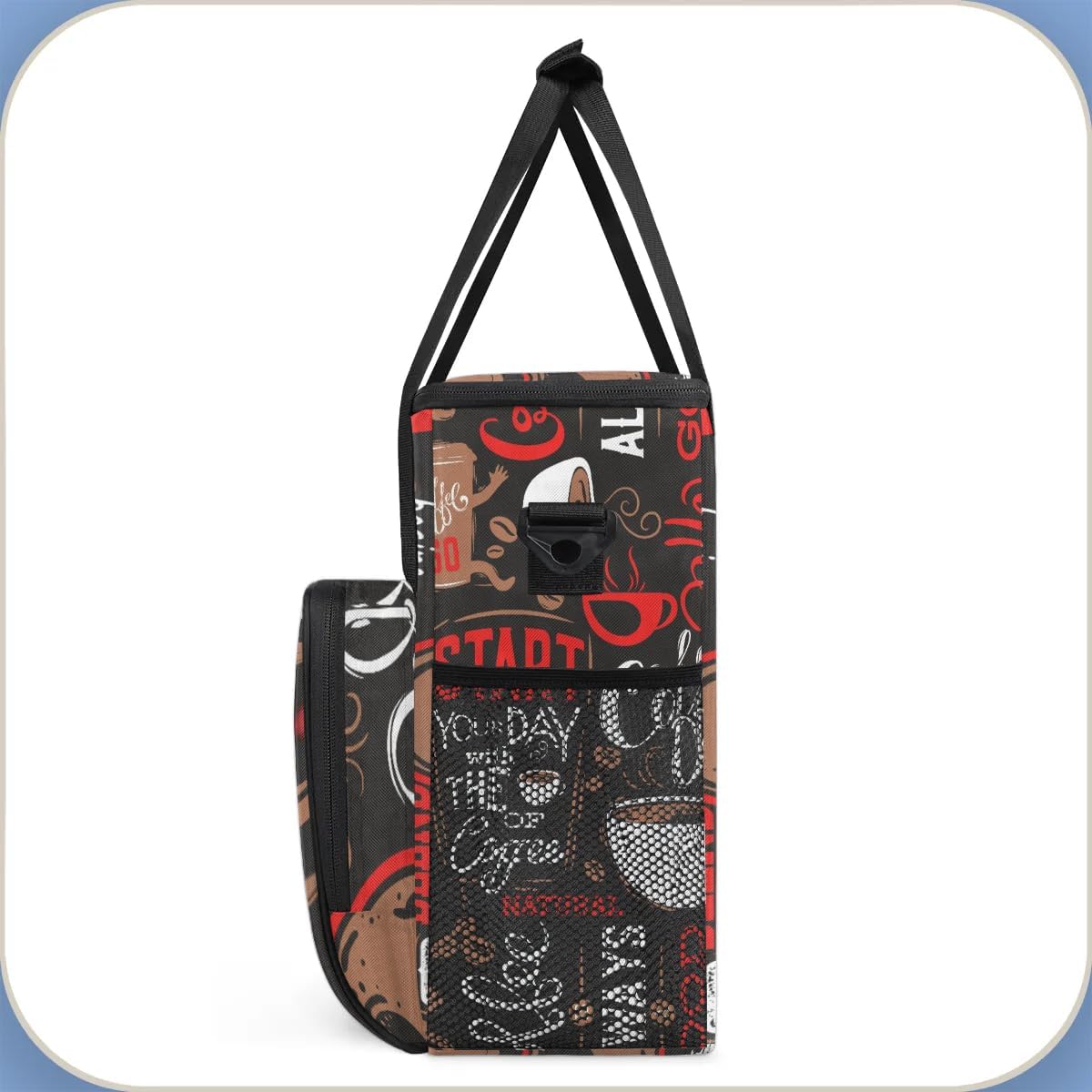 coffee beans cup red Coffee Maker Carring Bag Travel Carrying Storage Tote Bag Compatible with Keurig K-Mini or K-Mini Plus Portable Single Serve Coffee Brewer Case with Pockets for K-cup Pods