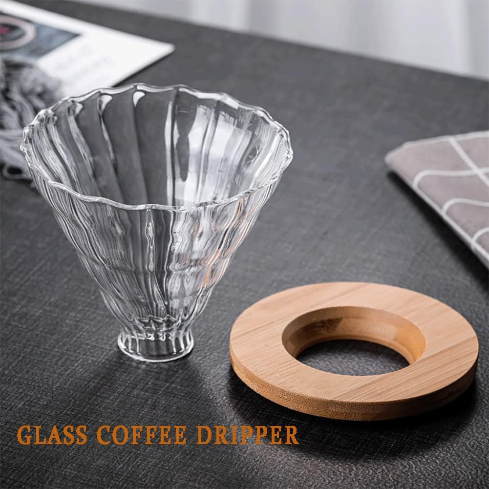 Pour Over Coffee Maker - 20 OZ /600ML Glass Carafe Coffee Server with Glass Coffee Dripper/Filter, Drip Coffee Maker Set for Home or Office, 1-5 Cups