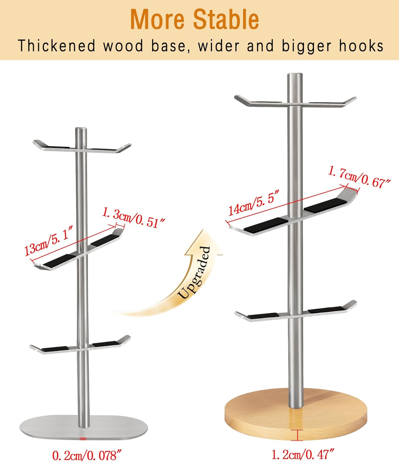 Mug Holder Tree, Coffee Cup Holder for Countertop, 6 Hooks Mug Tree, Coffee Mug Rack, Metal Mug Stand(Brushed Nickel)