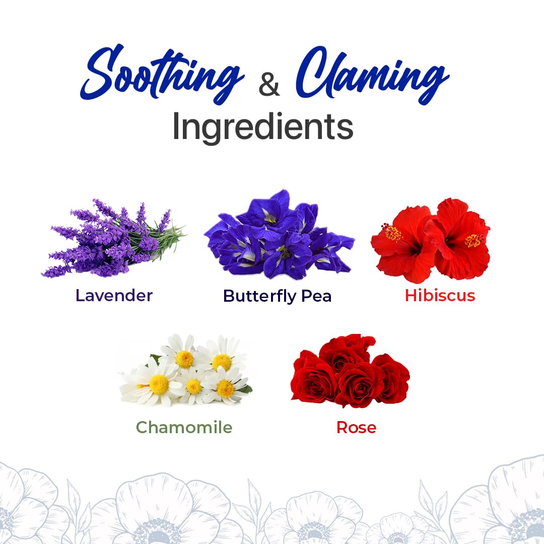 BLUE TEA - Flower Tea Combo - 5.64 Oz (Pack of 5) | Butterfly Pea, Rose, Hibiscus, Chamomile, Lavender | VARIETY PACK | Caffeine Free - Non-Bitter - Herbal Tea - Flower Based | Pet Jar Pack