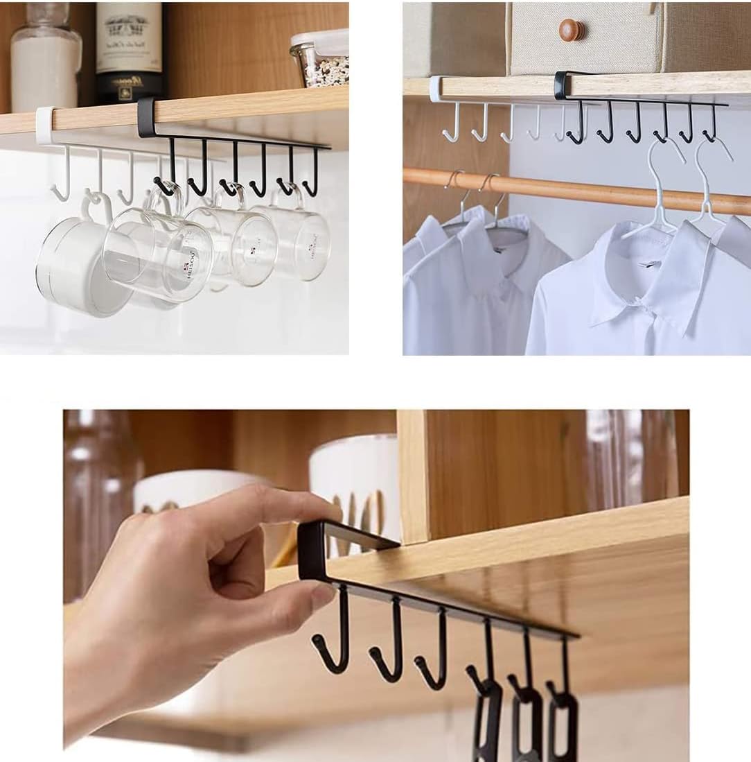 eywlwaar Mug Cups Cabinet Mug Hooks Kitchen Storage Hanging Hooks (2 Pack-White)