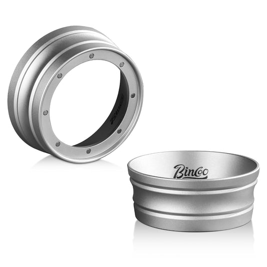 Bincoo Espresso Dosing Funnel 58mm,More Tall Magnetic Aluminum Alloy Portafilter Funnel Ring for Zero Mess Portafilter, Anti-Splash Wide Mouth Coffee Grounds Dosing Tool for Espresso Machine(Silver)