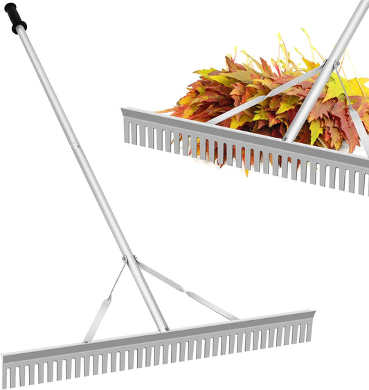 Aluminum Landscape Rake,36" Landscape Rake,Leaf Rake with 67 Inch Handle,Aluminum Yard Rake Tool for Loosening Soil,Lawn Care,Weeding Lake,Garden,Pond,Beach Landscaping(36" Head X 67" Handle)