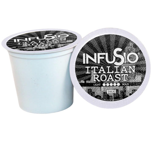 InfuSio Coffee Pods 96 Count Italian Roast Dark Roast Single serve Coffee pods for Keurig K Cups Brewers - InfuSio Premium Roasted Keurig 2.0 Compatible