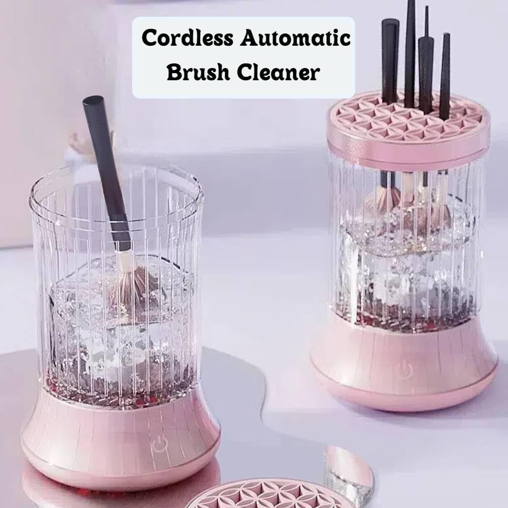 Cordless Electric Paint Brush Cleaner,Rinse Cup,Brush Rinser for Painting, Brush Cleaning Washer Rinser for Acrylic, Watercolor Painting,Bling Brush Holder (1, Bling Pink)