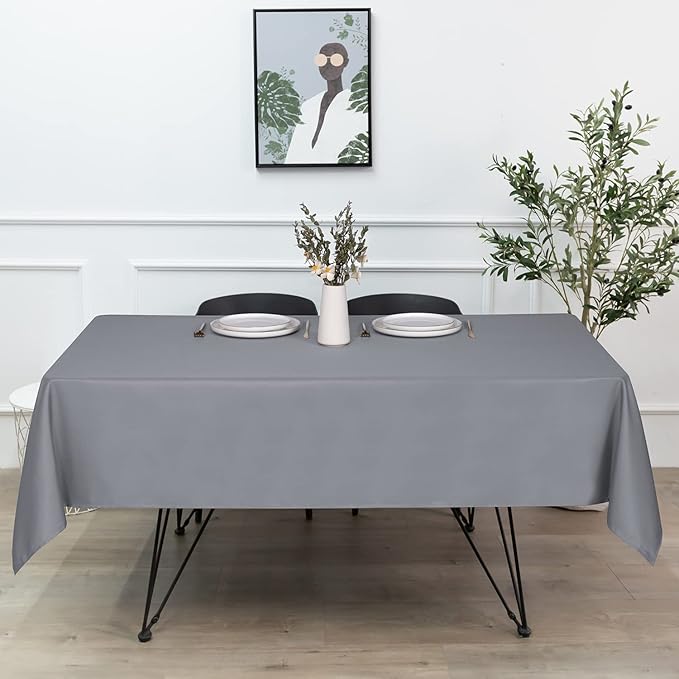 sancua Rectangle Tablecloth - 70 x 108 Inch - Stain and Wrinkle Resistant Washable Polyester Table Cloth, Decorative Fabric Table Cover for Dining Tables, Buffet Parties and Camping, Light Grey