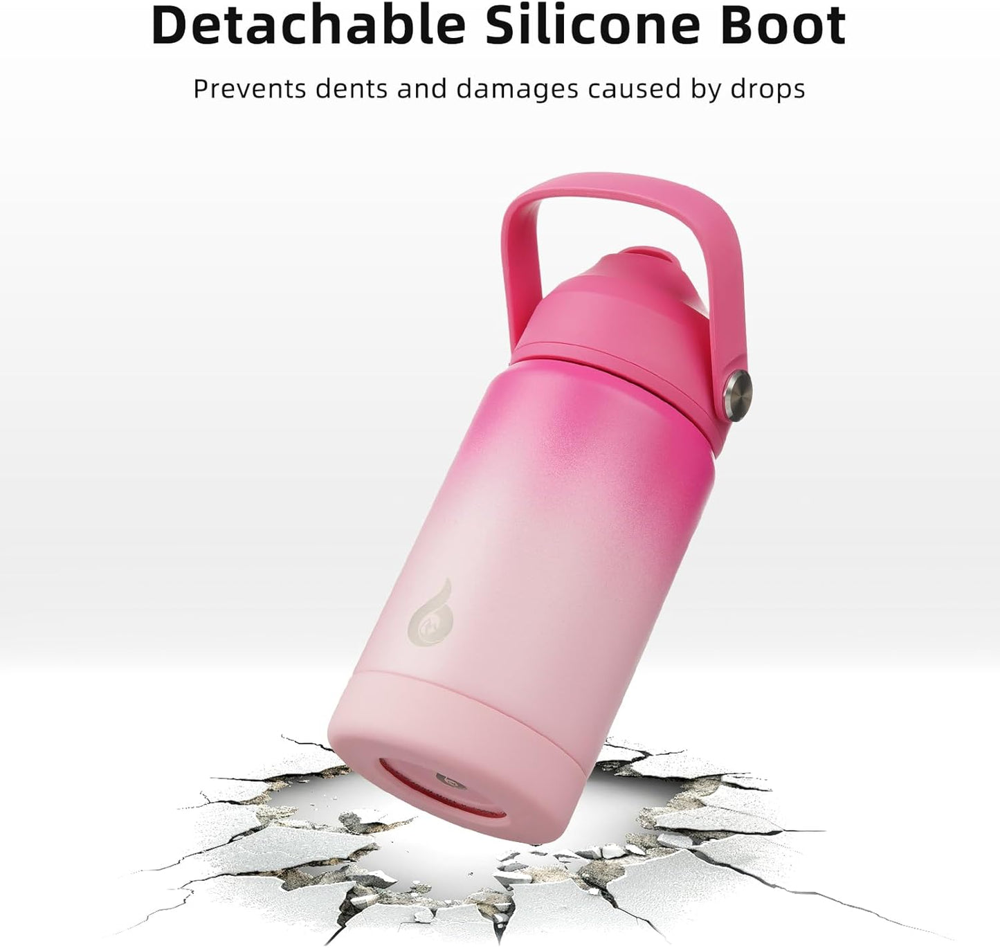 BJPKPK Insulated Water Bottle with Straw Lid, 12oz Thermos Water Bottles with Soft Nozzle, Flex Handle & Non-slip Boot, BPA Free Leak Proof Stainless Steel Metal Thermos, Tumblers, Cups,Cherry