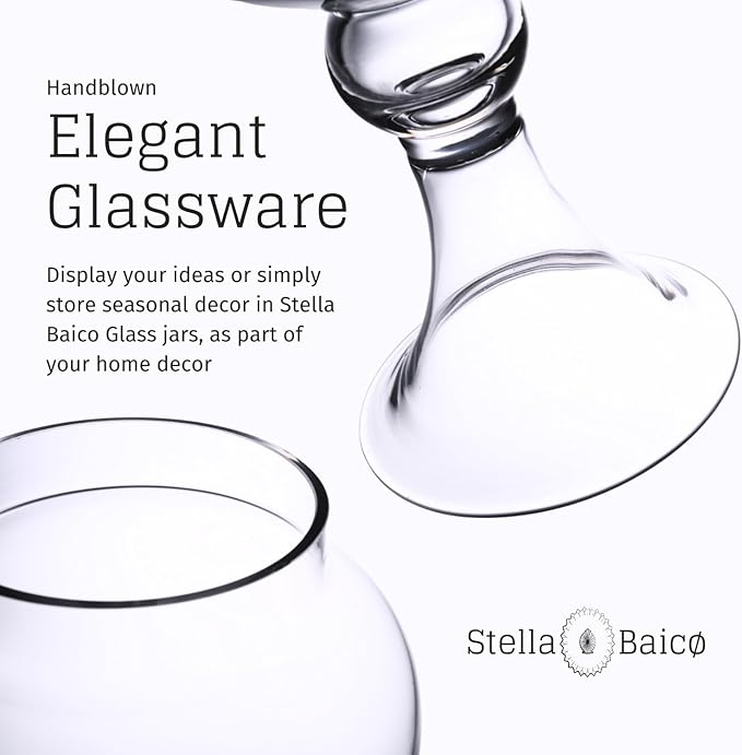 Large Glass Apothecary Jars with Lid, Clear Candy Jar for Candy Buffet, Fancy Decorative Glass Jar for Party, Wedding and Display, Tall Glass Candy Containers (Height: 16.5", Diameter: 6.5")