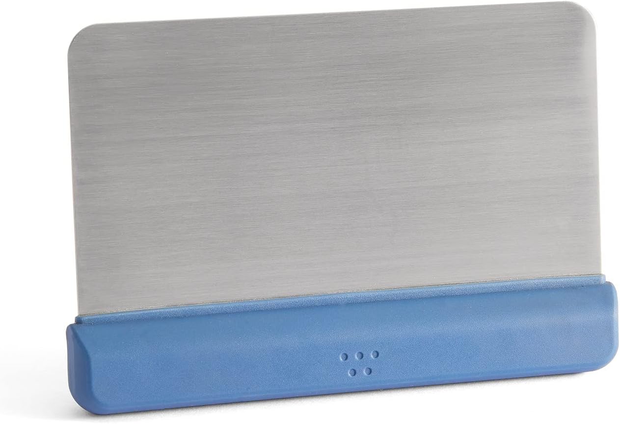 Misen Stainless Steel Bench Scraper - Versatile Food Scraper with Walnut Handle - Ideal for Kitchen, Pastry & Dough - Durable Cutting Board Scraper Tool for Effortless Transfer into Pots & Pans - Blue