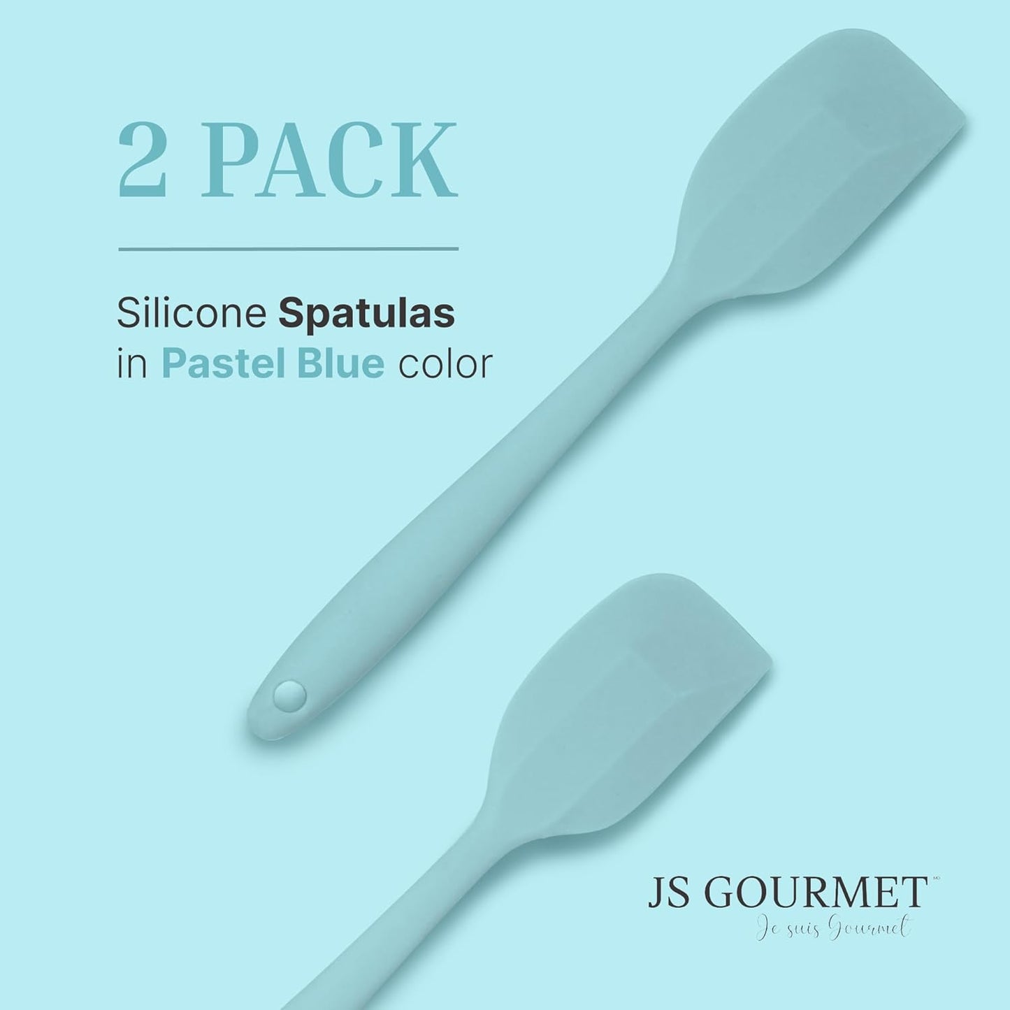 Silicone Spatula Set – 2-Piece Set of Rubber Spatulas for Non-Stick Cookware – Kitchen Tools and Accessories with Comfortable Handles, Heat-Resistant Utensils for Cooking and Baking – Pastel Blue