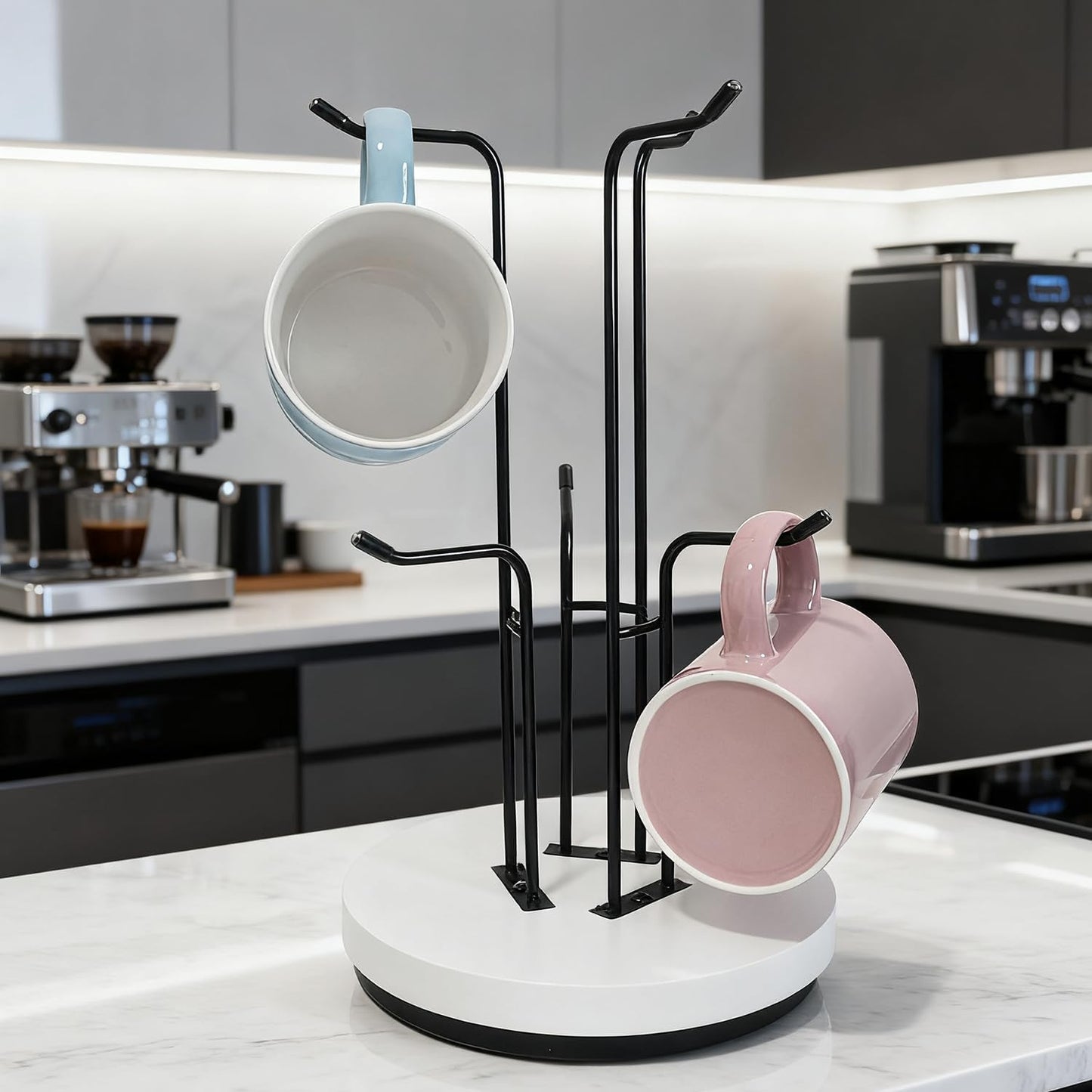 360° Rotated Mug Holder Tree, Coffee Cup Holder with 6 Hooks