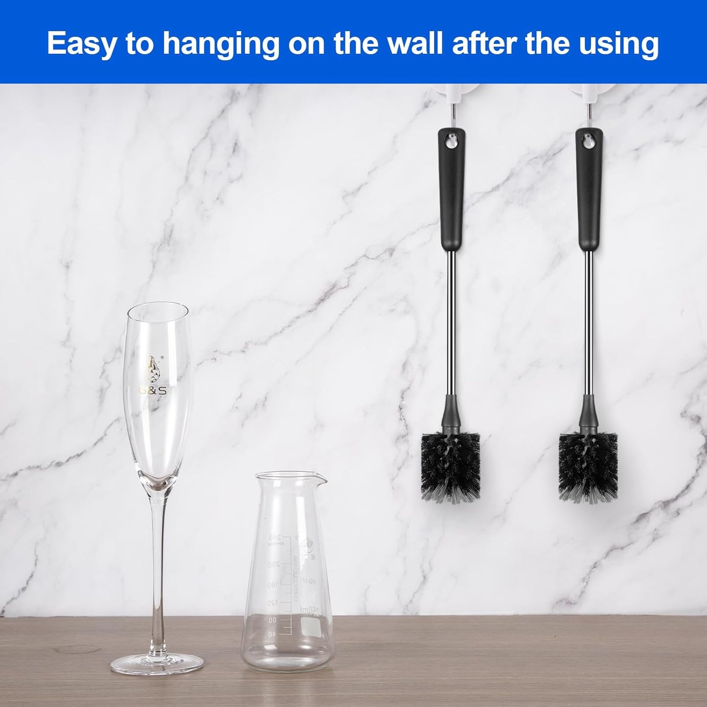 3 Pack Bottle Brush Set, Long Handle Baby Bottle Brush Cleaner with Straw Brush and Lid Brush, Water Bottle Scrubber, Kitchen Scrub Cleaning Brushes for Cups, Coffee Mugs, Tumblers, Thermos