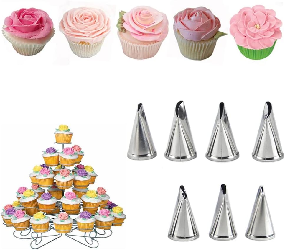 Rose Petal Piping Tips,Flower Icing Piping Nozzles Tips Set for Frosting Pastry Cake Decorating Tools,7 Pcs