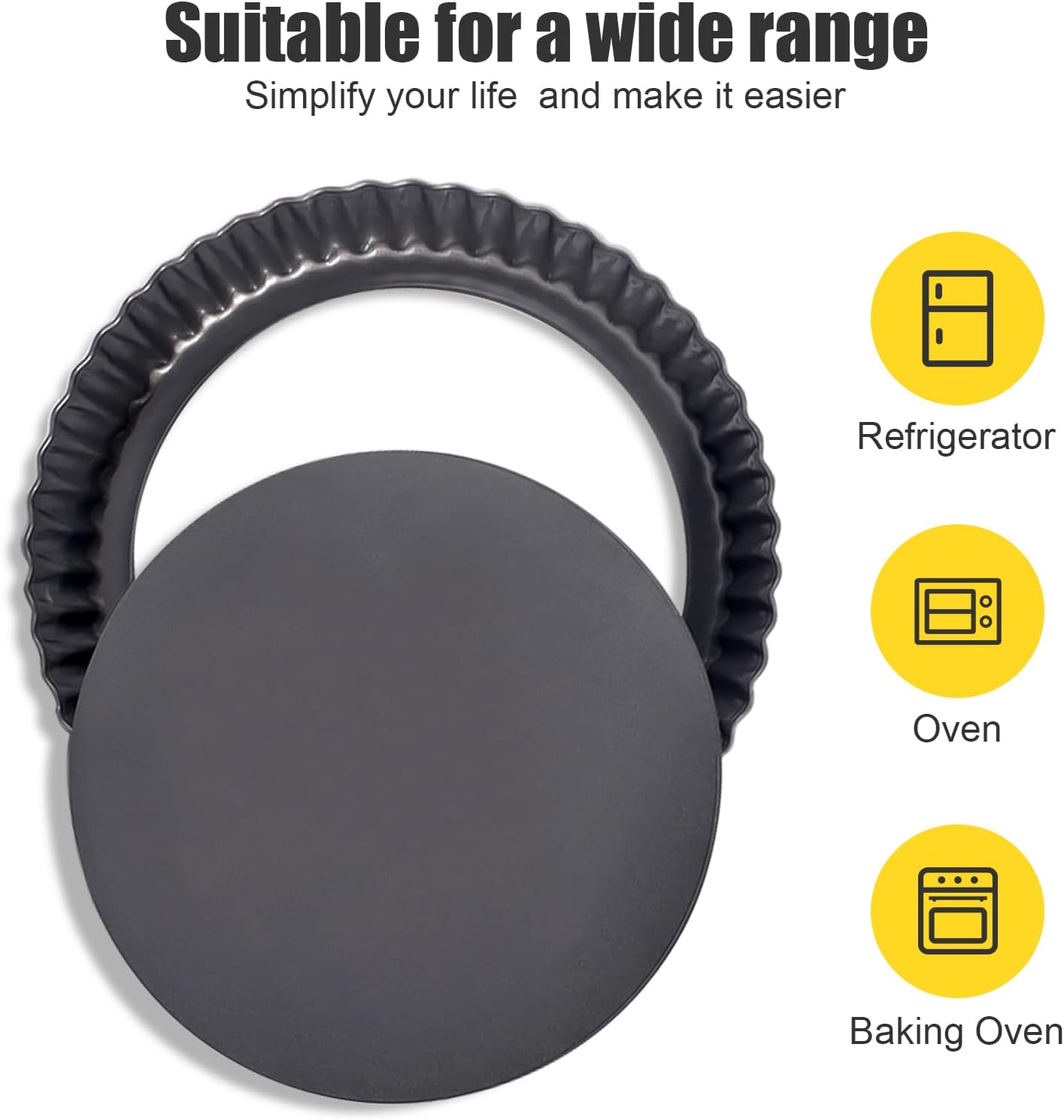 9 Inch Fluted Tart Pan Fruit Pie Pans With Removable Base Nonstick Coating Tarts Molds for Baking Supply For Pizza Tartlet Cake Quiche