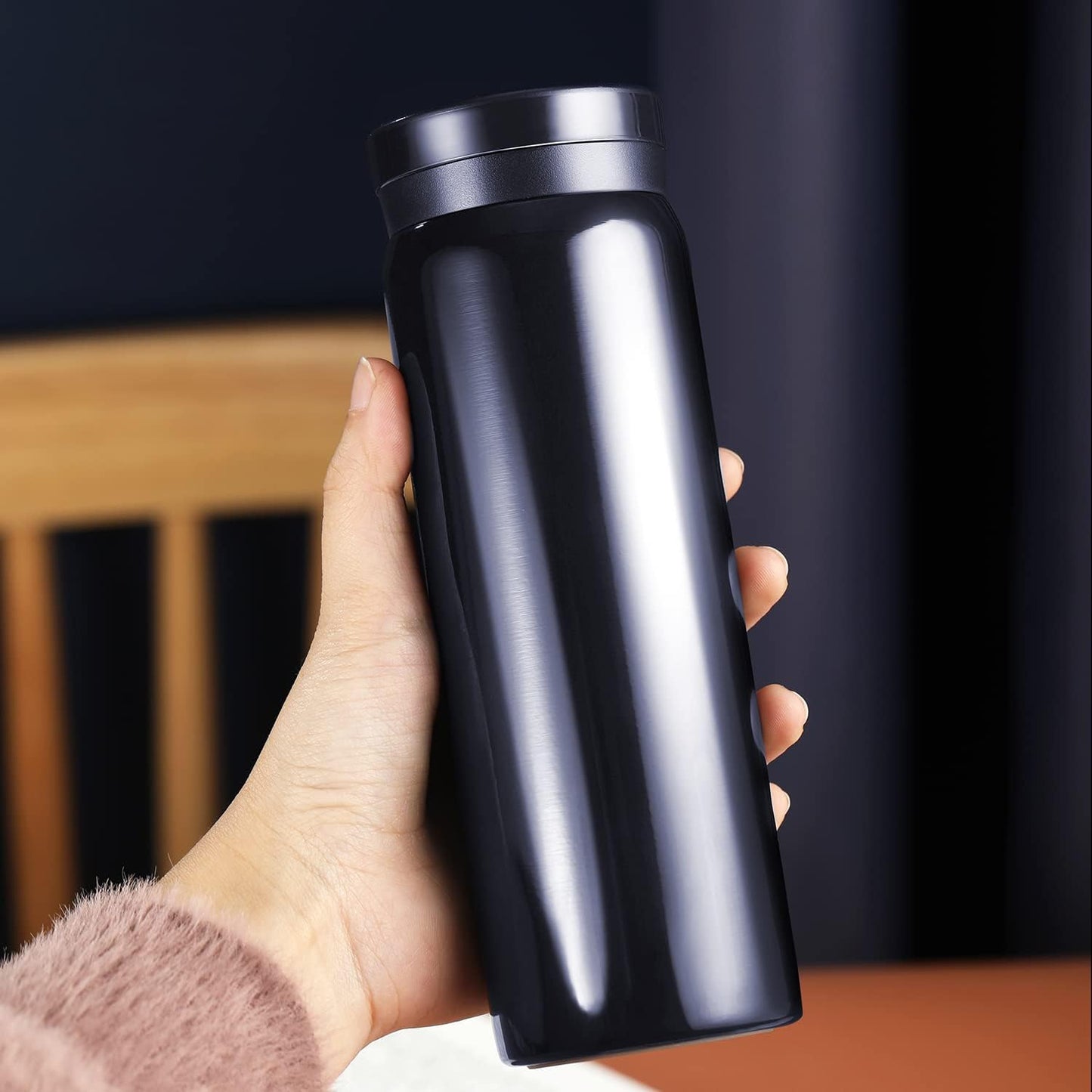 10oz Mini Water Bottle Stainless Steel Thermos Small Flask - Insulated Vacuum, Leak Proof, Keeps Drinks Hot/Cold - Ideal for Coffee, Tea, Water - Blue
