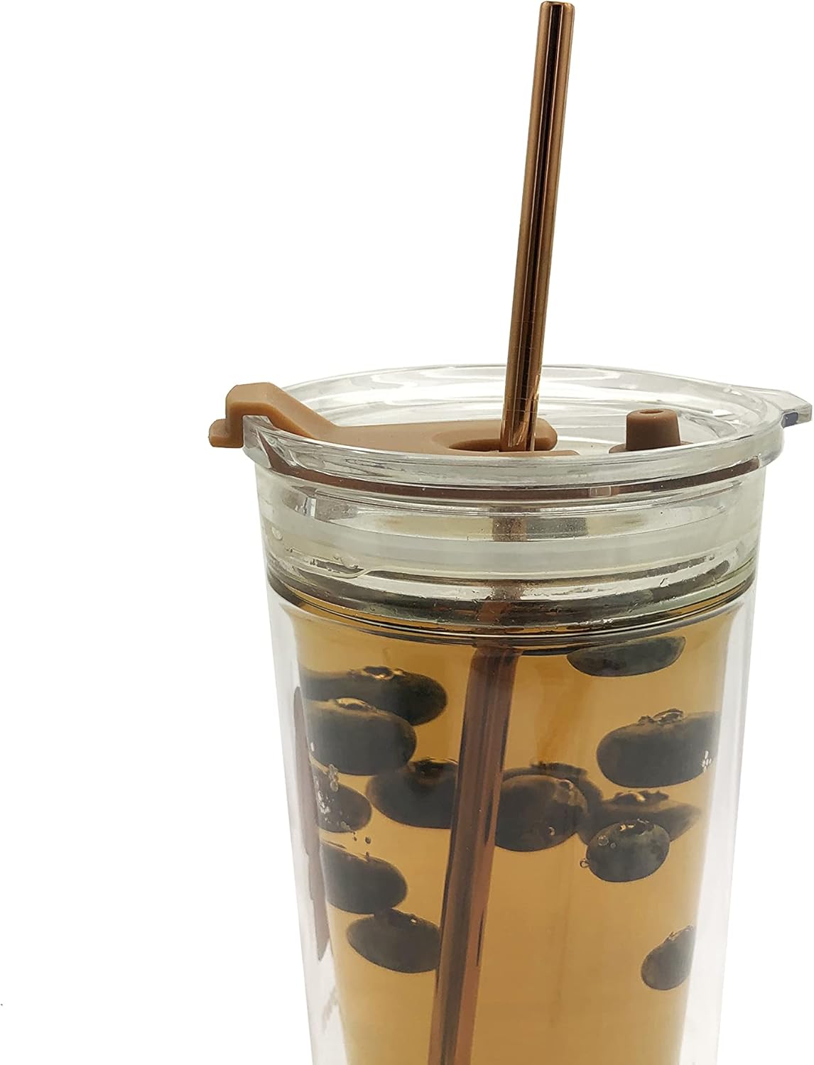 10 Pcs Stainless Steel Straws, Reusable Drinking Straws, Straight Metal Straw Sets with 2 Pcs Cleaning Brushes (8.5 Inch, Rose Gold)