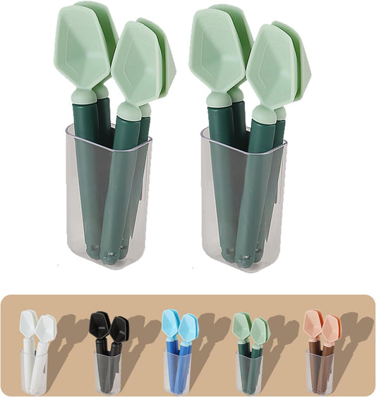 2 SET of 8 PCS Multi-functional sealing clip with measuring spoon Magnetic Coffee Measuring Spoon Sealing Clips with Wall Container Mount, PP materia, Deep Bowl Design (Green)
