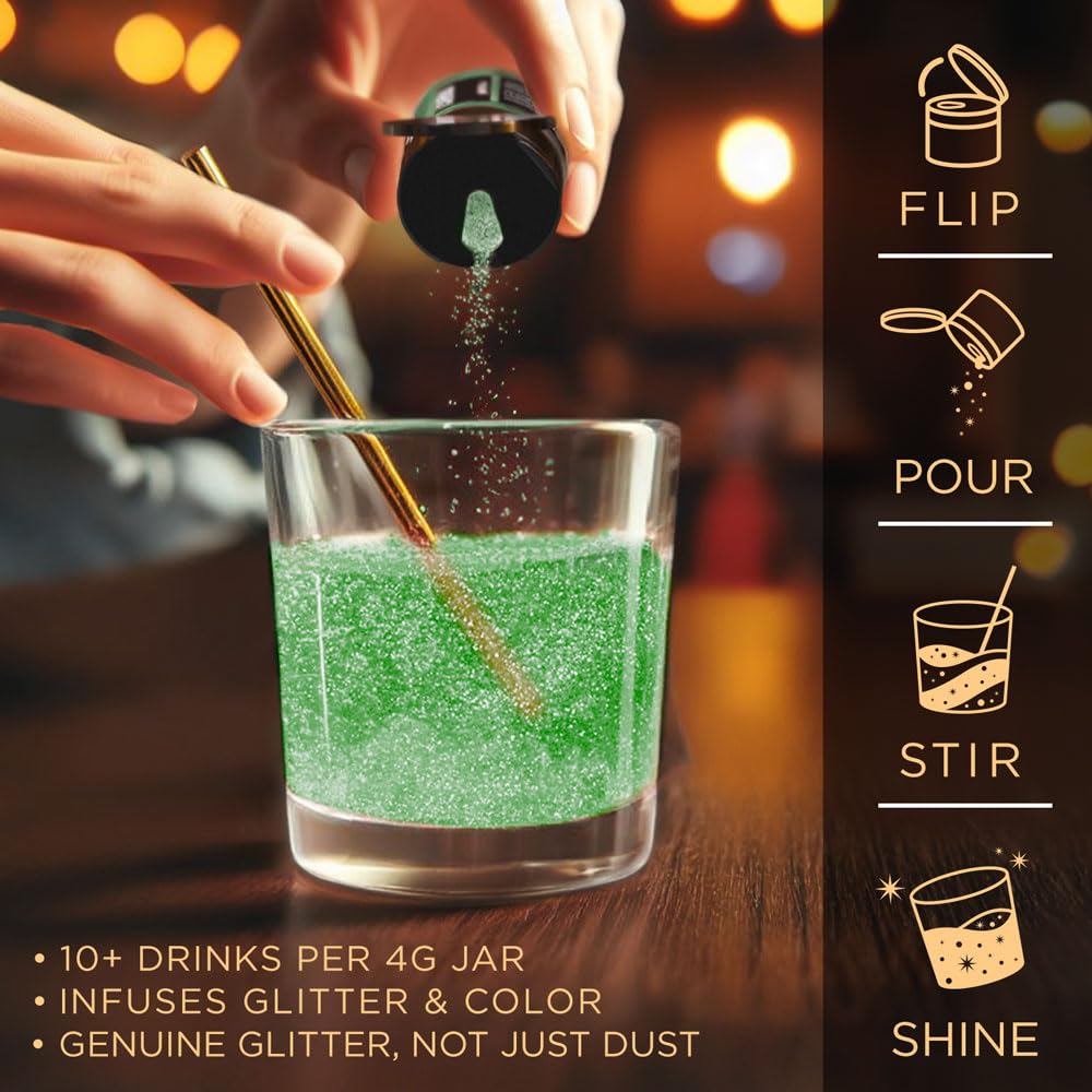 Brew Glitter - Green (25g 1x Pump) | Edible Glitter for Cocktails, Mocktails and Beverages