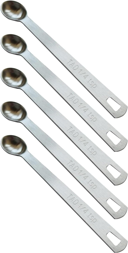 5PCS 1/4 Teaspoon(1/4tsp, 1.25 ml, Tad) Single Tiny Measuring Spoon, Small Individual Stainless Steel Measure Spoons Only