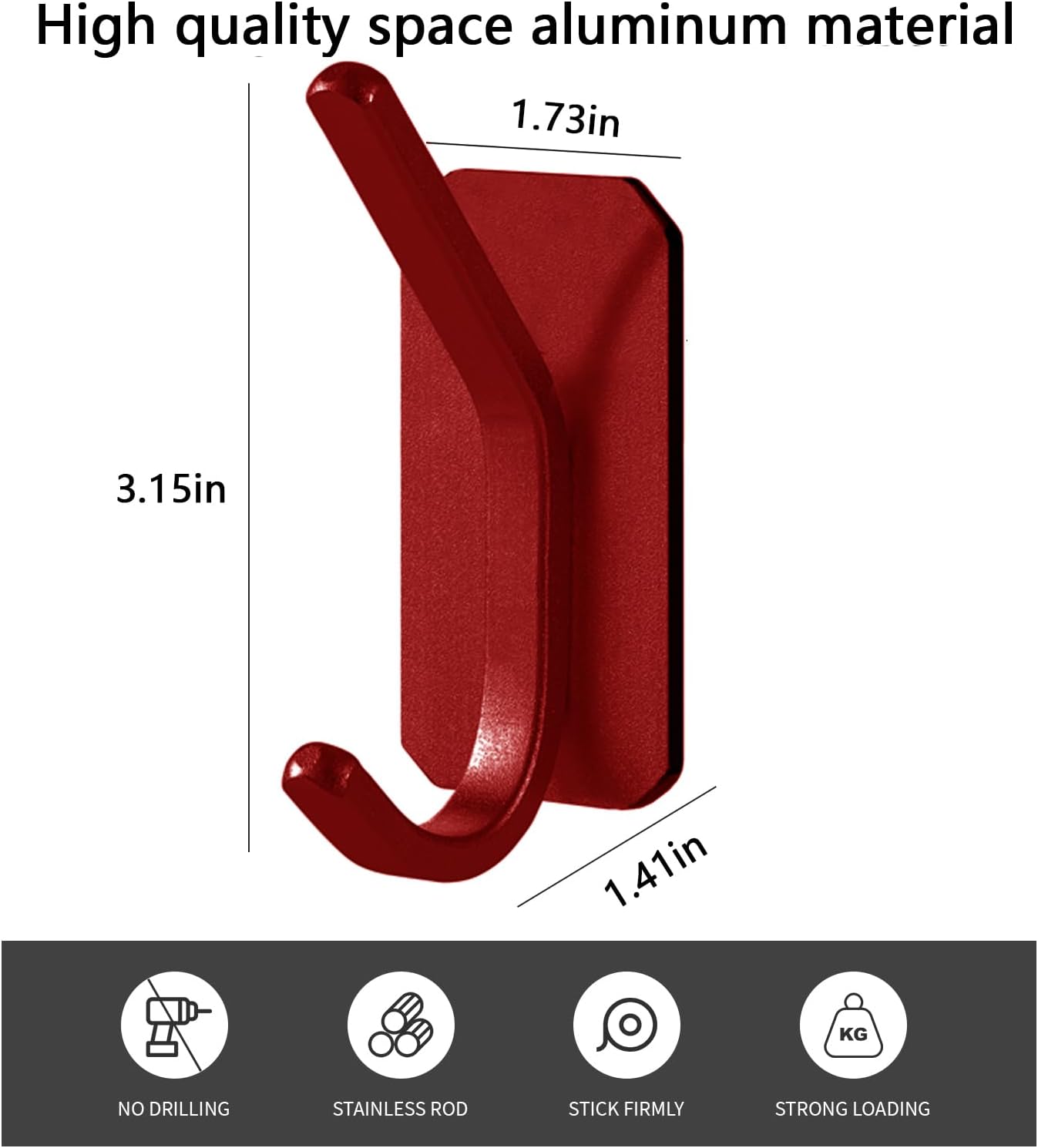 Paoli Heavy Duty Adhesive Wall Hooks (4, Red)