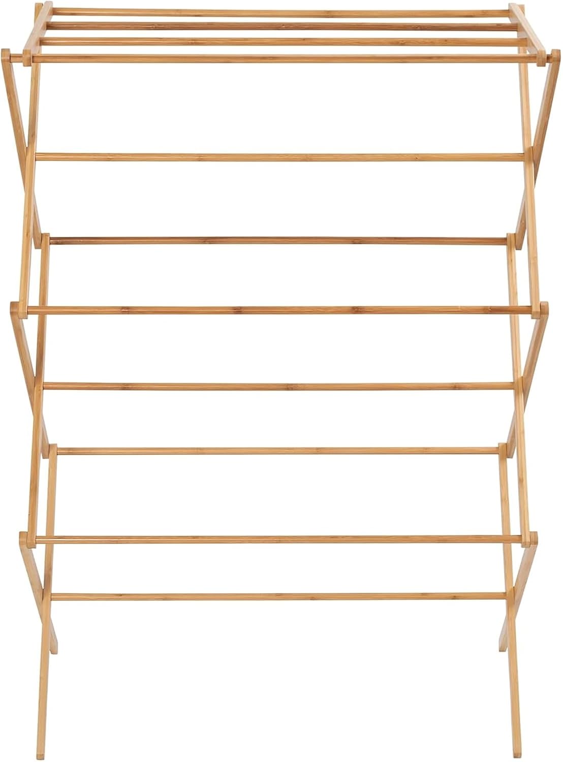 Collapsible Bamboo Drying Rack – Foldable Laundry Drying Stand for Indoor/Outdoor Use – Space-Saving Clothes Rack for Towels, Blankets & Delicates