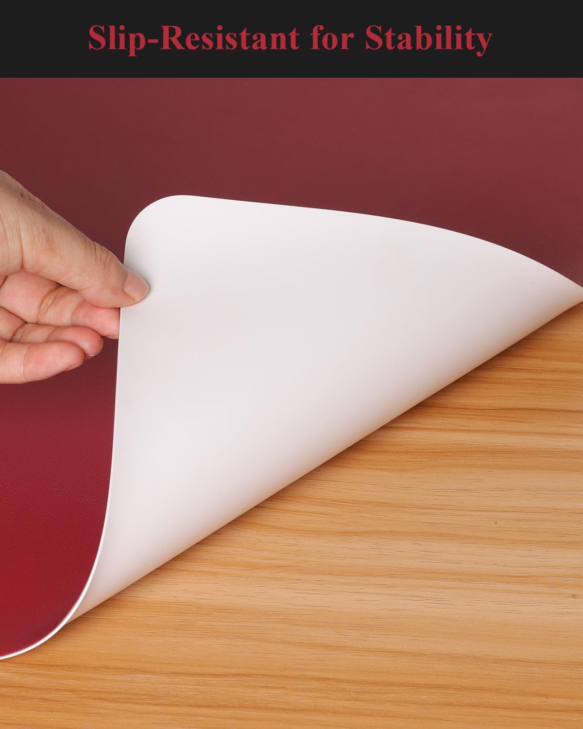 Wine Red Plastic Table Cover Protector, 42" x 60" Waterproof Easy Flat PVC Desk Pad Mat, 1.5mm Thick Rectangle Vinyl Table Top Protector for Dining Room Table, Office, Dresser