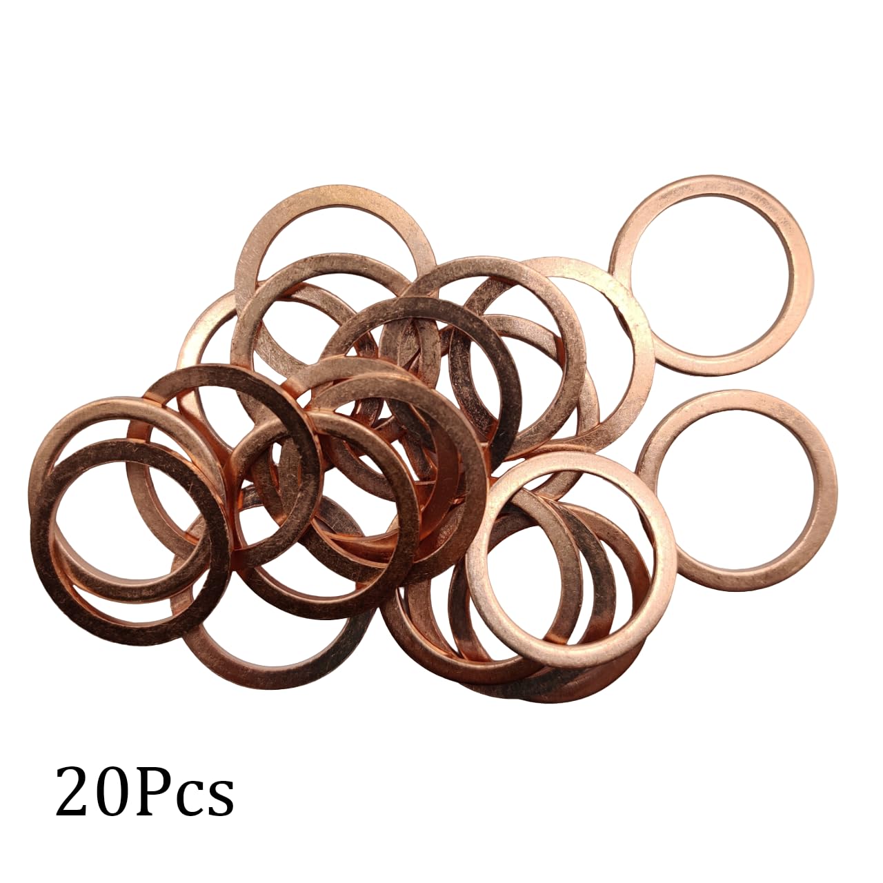 M22 Flat Washer Copper Sealing Ring, 22mm ID 28mm OD 1.5mm Thickness Metric Sealing Gasket, 20 Pieces