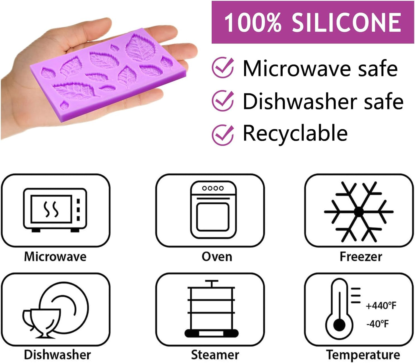 Rose Flower Fondant Molds, Flower and Leaves Silicone Molds, Cake Decoration Chocolate Molds for Cupcake Topper Candy Cookie Clay Crafting Projects Set Of 2