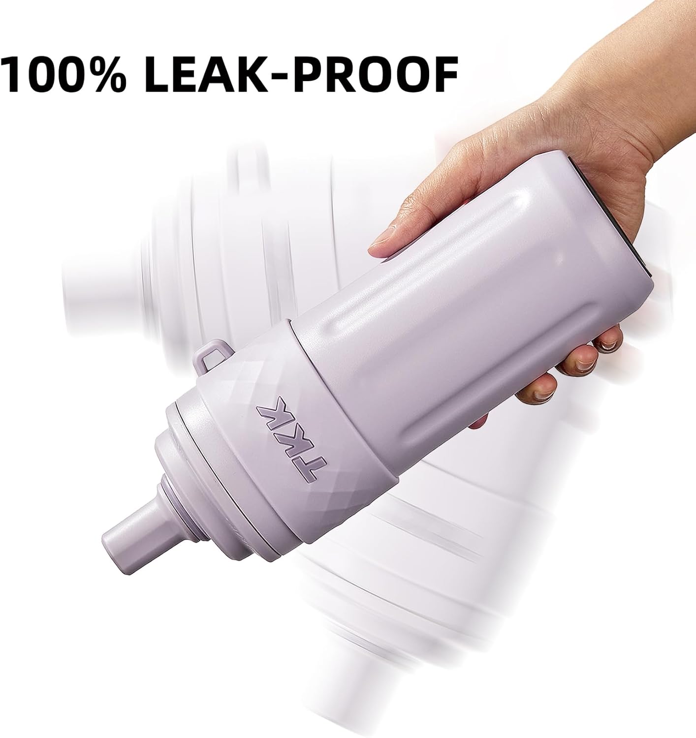 TKK 17 OZ Travel Tumbler Ceramic Lining with Straw Lid, Stainless Steel Vacuum Insulated Double Wall Coffee Tumbler, Leak Proof Iced Water Bottle with Carry Strap for Hot & Cold Drinks, Purple